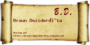 Braun Dezideráta névjegykártya